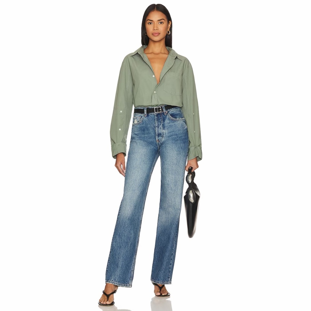 Citizens of Humanity Kayla Shrunken Poplin Button Down Shirt in Nova - Picture 8 of 12